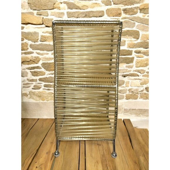 Vintage MCM Vinyl Tube 2 Tier Desk Top Shelf - Picture 7 of 10